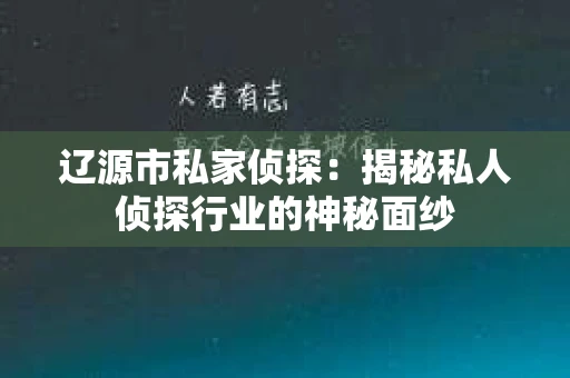 辽源市私家侦探：揭秘私人侦探行业的神秘面纱
